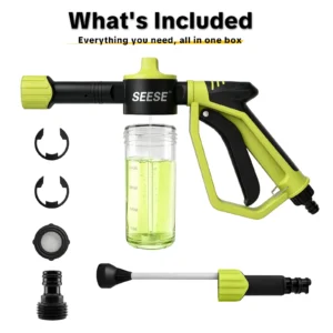 SEESE Car Wash Foam Gun, Foam Cannon for Garden Hose with High Pressure Nozzle & 3 Spray Modes - Suitable for Washing Cars, Trucks, SUVs, Motorcycles, RVs