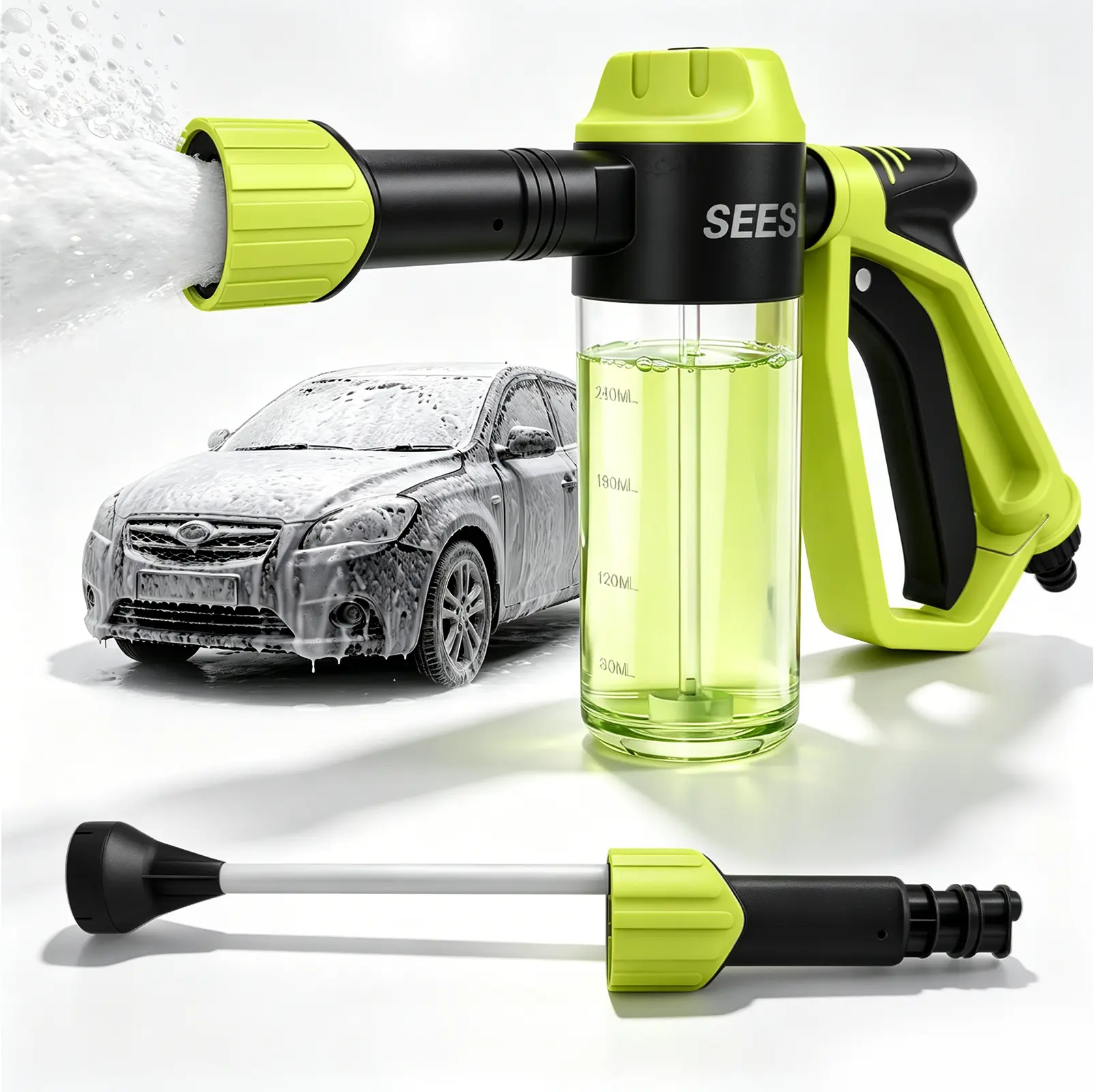 SEESE Car Wash Foam Gun, Foam Cannon for Garden Hose with High Pressure Nozzle & 3 Spray Modes - Suitable for Washing Cars, Trucks, SUVs, Motorcycles, RVs - Image 3
